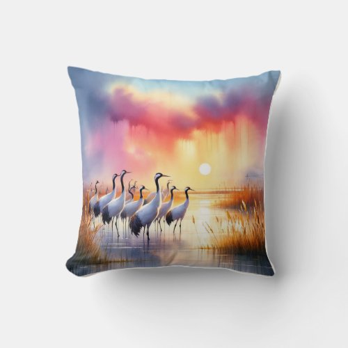 Marshland Elegance _ Watercolor Throw Pillow