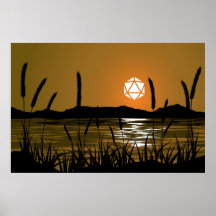 Marshland Sunset Lake D20 Dice Sun RPG Landscape