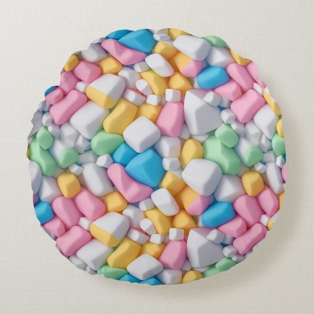 Marshmallow abstract round pillow (Front)