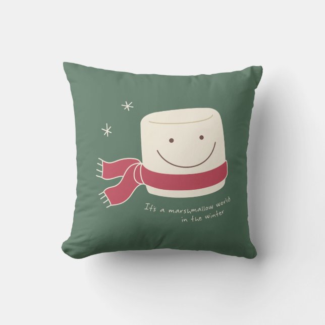 Marshmallow and Hot Chocolate Holiday Pillow (Front)