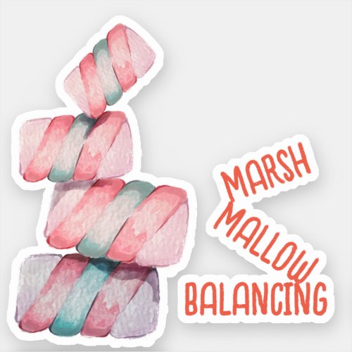 Marshmallow Balancing Pun Sticker