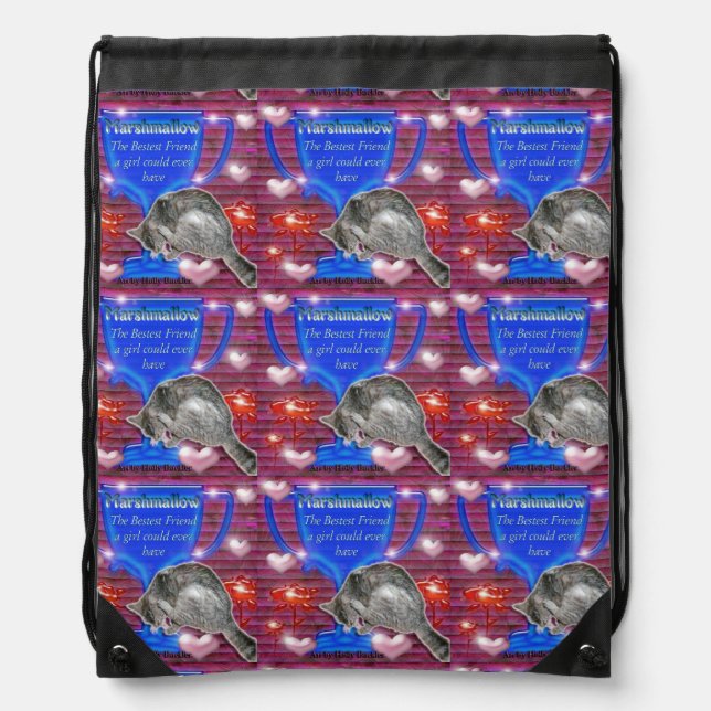 Marshmallow Best Friend Drawstring Bag (Front)