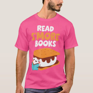 Marshmallow Camping Campfire Funny Read Smore Book T-Shirt