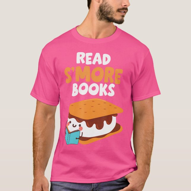 Marshmallow Camping Campfire Funny Read Smore Book T-Shirt (Front)