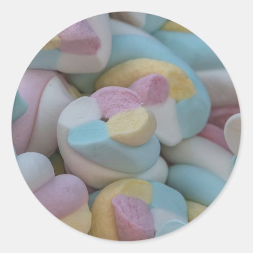 marshmallow candy at party  classic round sticker