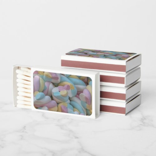 marshmallow candy at party  matchboxes