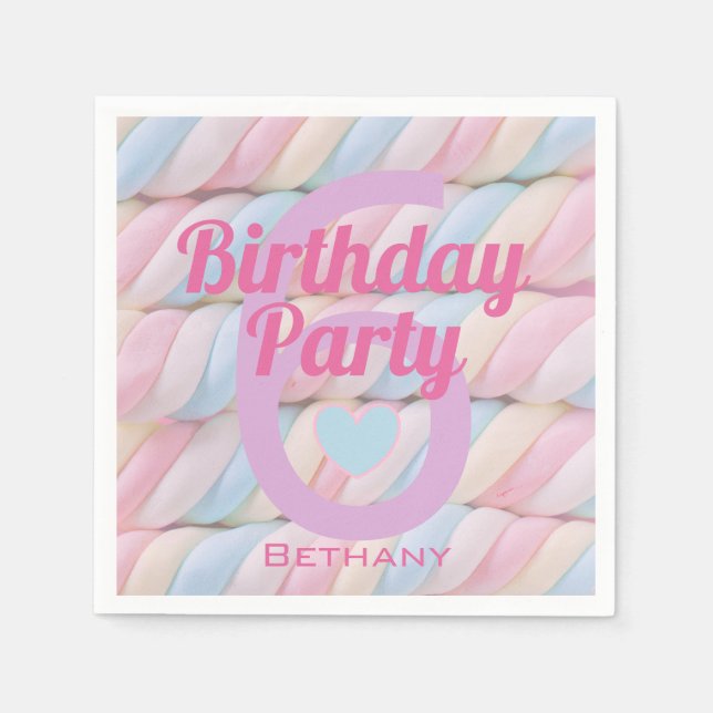 Marshmallow Candy Girls Birthday Party Napkins (Front)