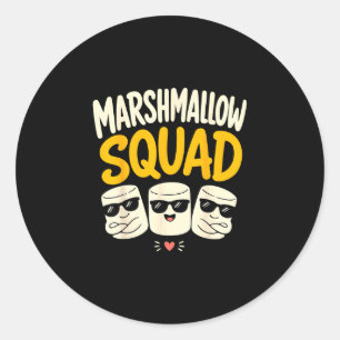 Marshmallow family campfire s'mores classic round sticker
