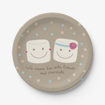 Marshmallow Friends And Chocolate Paper Plates by LizzieAnneDesigns at Zazzle