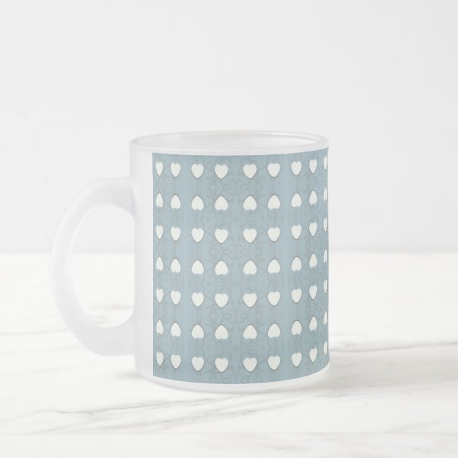 Marshmallow Hearts Frosted Glass Coffee Mug (Left)
