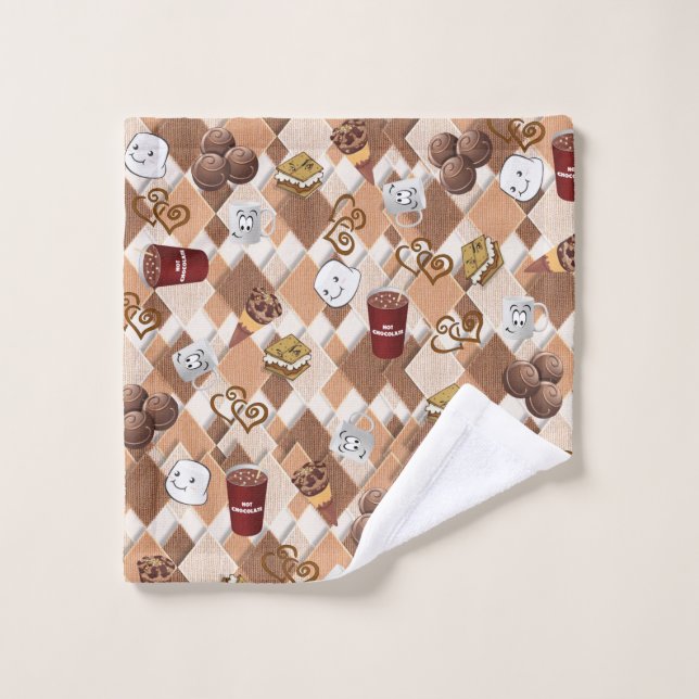 Marshmallow Hot Chocolate  Bathroom Towel Sets (Wash Cloth)