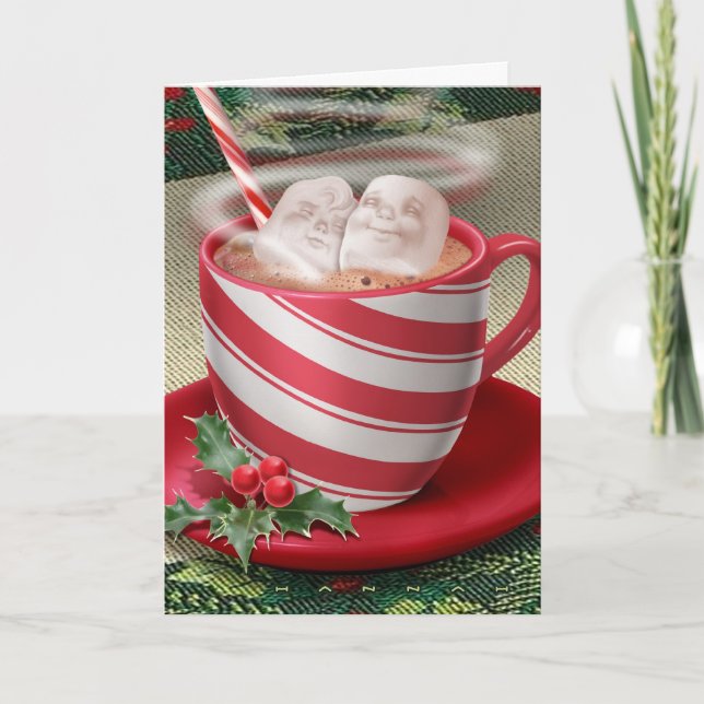 Marshmallow Hot Tub Holiday Card (Front)