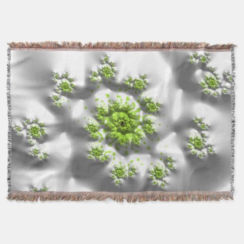 Marshmallow Lime Trippy Psychedelic Fine Fractal Throw Blanket