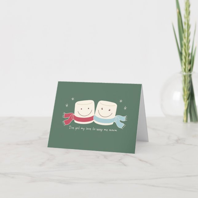 Marshmallow Love Holiday Greeting Card (Front)