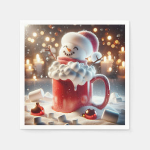Marshmallow Snowman In Hot Chocolate Napkins