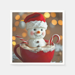 Marshmallow Snowman In Hot Chocolate Napkins