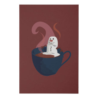 Marshmallow Snowman In Hot Cocoa Faux Canvas Print