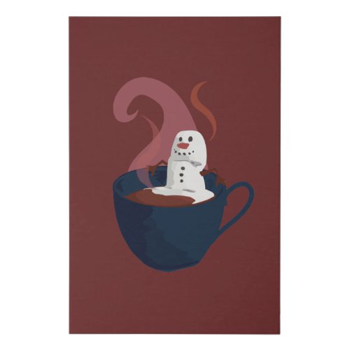 Marshmallow Snowman In Hot Cocoa Faux Canvas Print