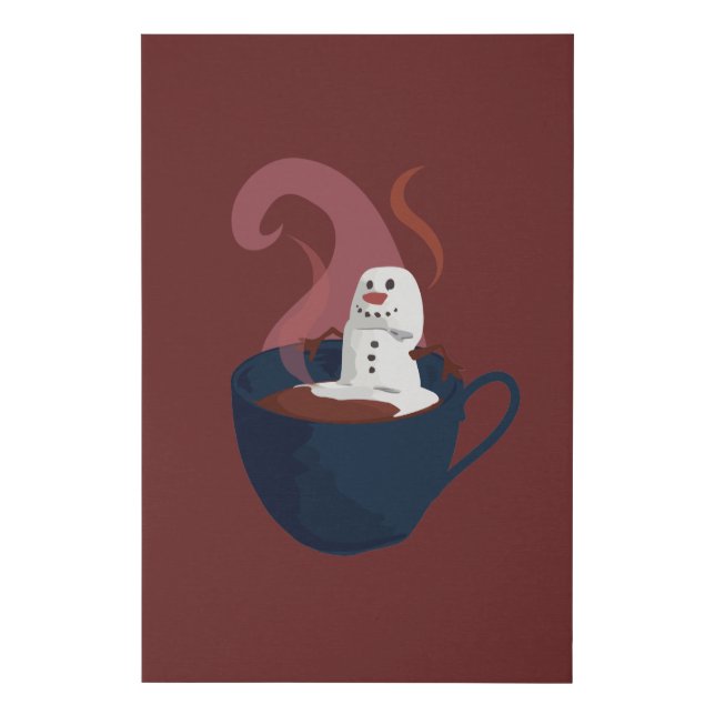 Marshmallow Snowman In Hot Cocoa Faux Canvas Print (Front)