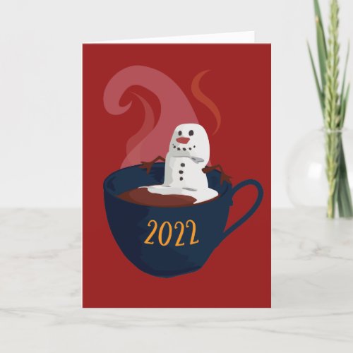 Marshmallow Snowman In Hot Cocoa Holiday Card