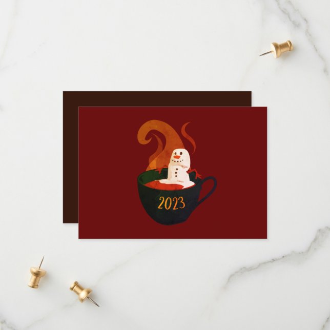 Marshmallow Snowman In Hot Cocoa  Save The Date (Front/Back In Situ)