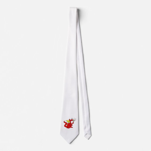 Marshmallow Toasting Dragon Neck Tie (Front)