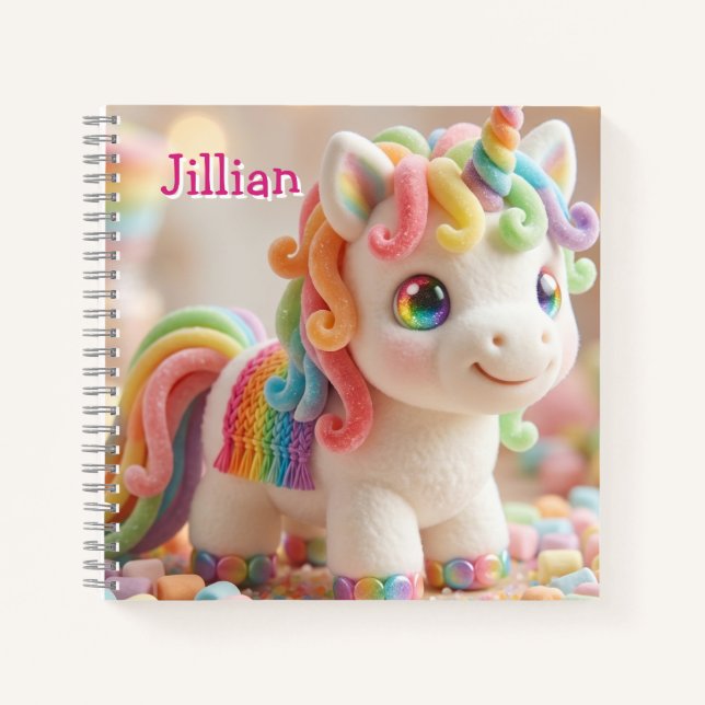 Marshmallow Unicorn and Pastel Candy Dream Notebook (Front)