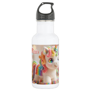 Marshmallow Unicorn and Pastel Candy Dream Stainless Steel Water Bottle