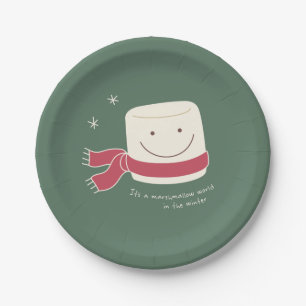 Marshmallow World Christmas Party Paper Plate