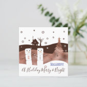 Marshmallows Chocolate Brown Company Christmas Invitation (Standing Front)