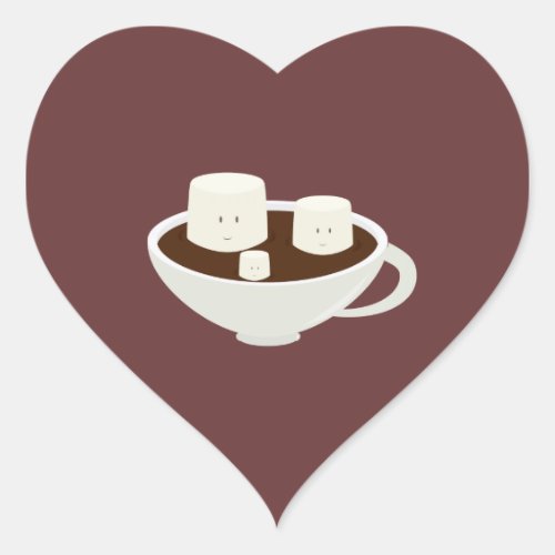 Marshmallows in hot chocolate heart sticker