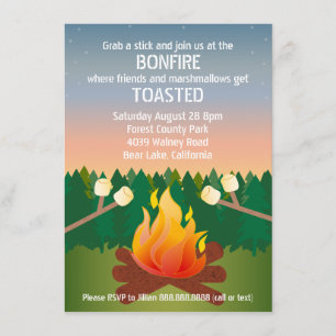 Marshmallows Toasted Bonfire Party Invitation