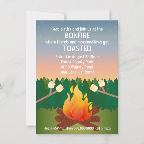 Marshmallows Toasted Bonfire Party Invitation