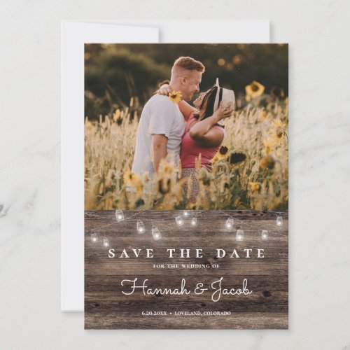 Marson Jar Rustic Wood Wedding Save The Date