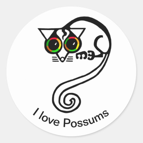 Marsupial _  I love POSSUMS_ Animal lover _Nature Classic Round Sticker