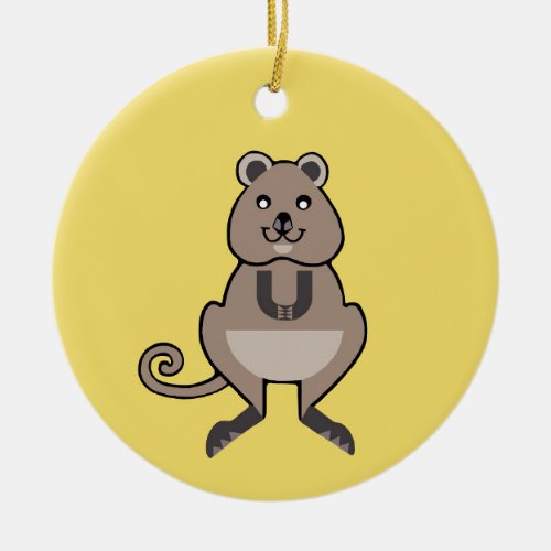 Marsupial _ I love QUOKKAS_Aussie Wildlife _Yellow Ceramic Ornament