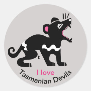 Marsupial - I love Tasmanian devils - Wildlife Classic Round Sticker