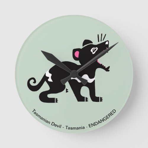 Marsupial _Tasmanian devil _ Wildlife  _ Green  Round Clock