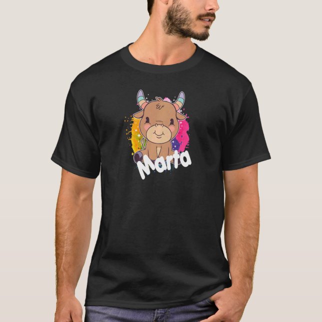 MARTA Beautiful girl name with adorable little Cow T-Shirt (Front)