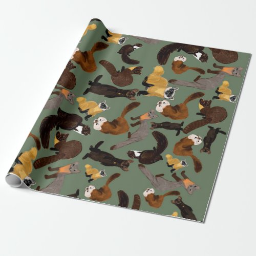 Marten species of the world wrapping paper