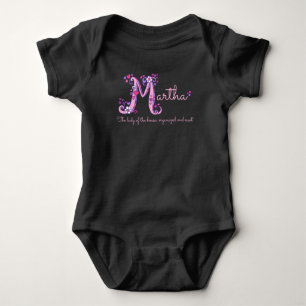 Martha girls M name meaning monogram t-shirt Baby Bodysuit