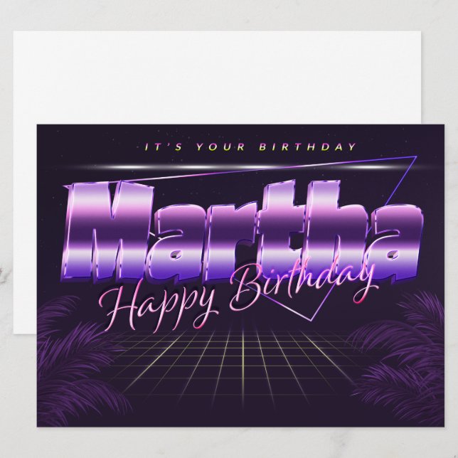 Martha Name First name pura retro card Birthday (Front/Back)