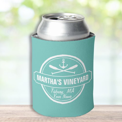 Marthas Vineyard MA custom town nautical anchor Can Cooler