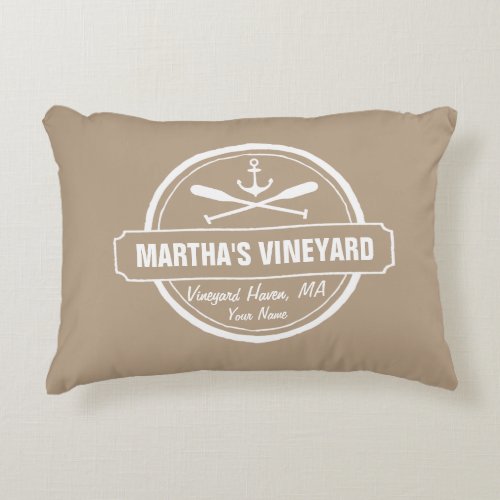 Marthas Vineyard MA custom town nautical anchor Decorative Pillow