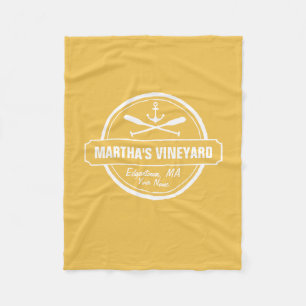 Martha’s Vineyard MA custom town nautical anchor Fleece Blanket