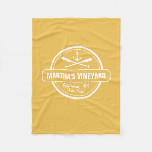 Marthas Vineyard MA custom town nautical anchor Fleece Blanket