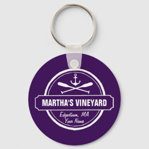 Martha’s Vineyard MA custom town nautical anchor Keychain
