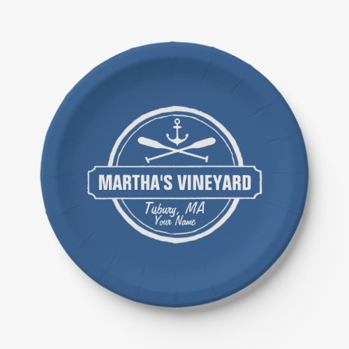 Marthas Vineyard MA custom town nautical anchor Paper Plates