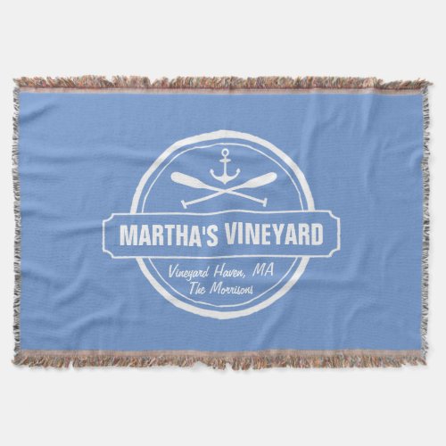 Marthas Vineyard MA custom town nautical anchor Throw Blanket