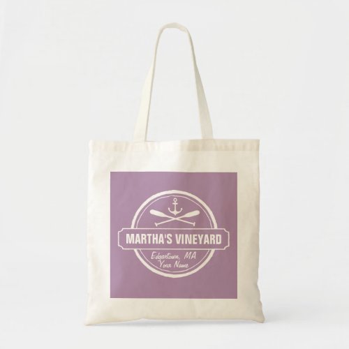 Marthas Vineyard MA custom town nautical anchor Tote Bag